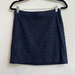 J. Crew Cotton Navy Eyelet Mini Skirt - Size O